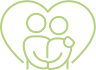 memory-care Outline of two hugging figures within a heart symbolizing memory care and support
